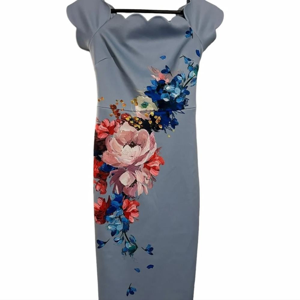 Ted Baker size 0 blue midi dress